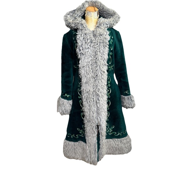 Vintage 60s Penny Lane Coat Afghan Embroidered S/M Forest Fairy Boho Hippie - Picture 1 of 15